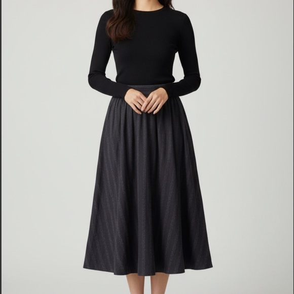 Steven Alan Wool Blend MIDI Elegant Black A-Line Skirt